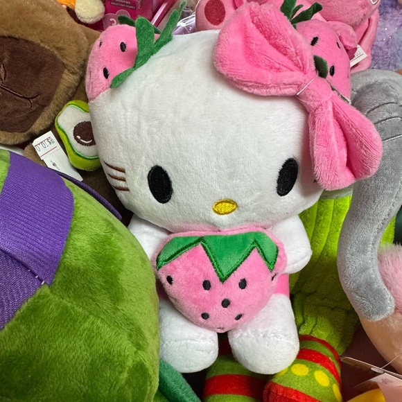 Hello Kitty Other - Hello Kitty Plush with Pink Strawberry and Bow